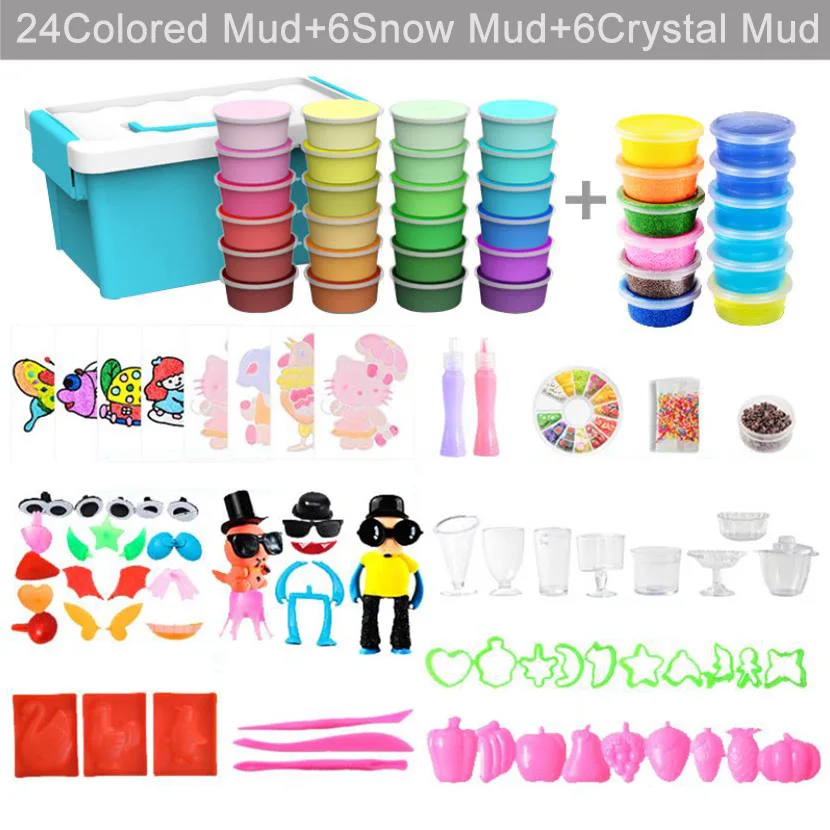 Set E Новинка, слайм, товары для творчества, игрушки из хлопка, шпатлевка, мягкая глина, легкий пластилин, амулеты, резинка, полимерная глина, фруктовая антистрессовая игрушка для детей - Цвет: Set E