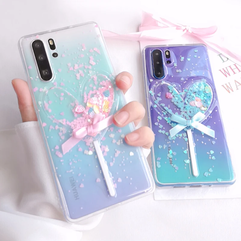 Чехол для телефона huawei Mate20 lite 9 10 Pro Honor 8 7X 8X 7C 7A милый прозрачный блестящий чехол с