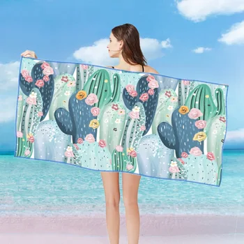 

Summer Beach Towel Rectangle Printed Microfiber Absorbent Swimming Bath Towel Drying Washcloth Swimwear Shower Blanket 160*80CM