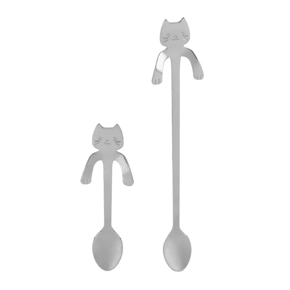 Cat Steel Coffee Soup Tea Spoon Ice Cream Cocktail Kitchen Tableware Teaspoons