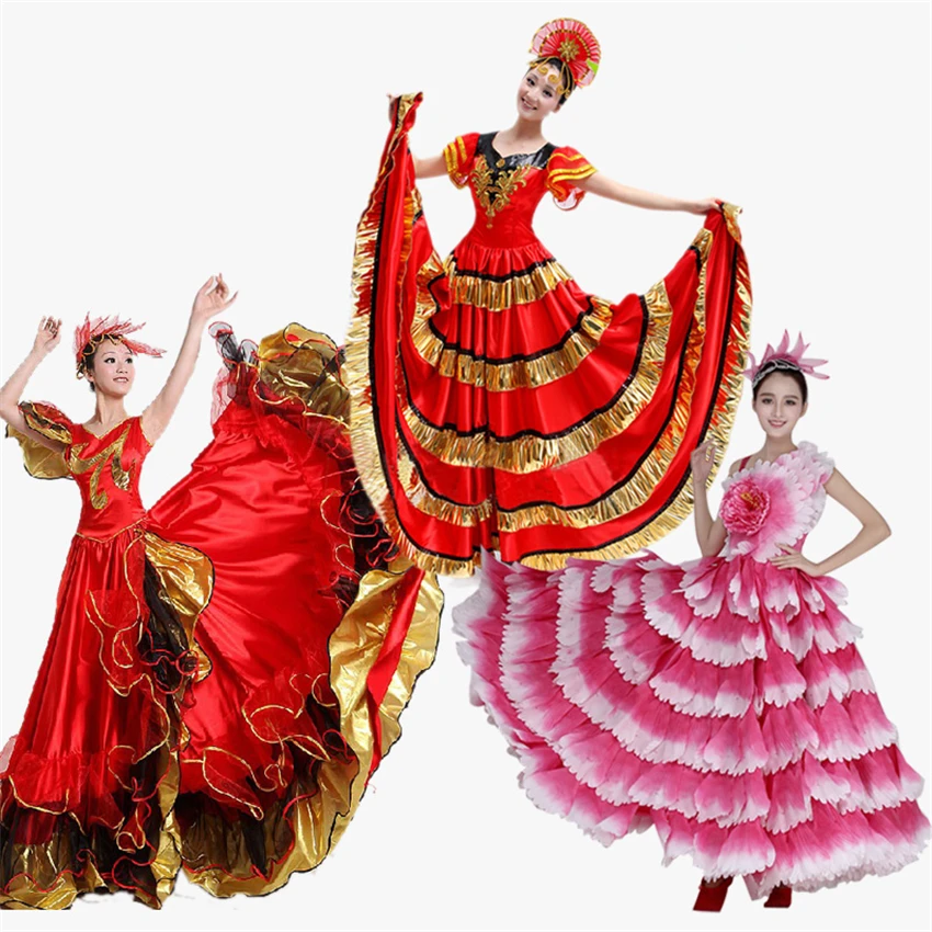 Jupe De Danse Gitane Espagnole Pour Femmes Vetement De Performance De Scene Pour Femmes Robe Flamenco Aliexpress