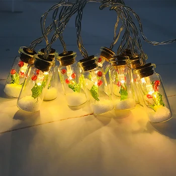 

Creative Battery Operated Christmas Leaves Haw Drift Bottle LED String Lights 10LEDS for Party Bedroom or Indoor and Outdoor Wed