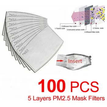 

2pcs 5 Layers PM2.5 Activated Carbon Filters Dustproof Mouth Mask Face Care