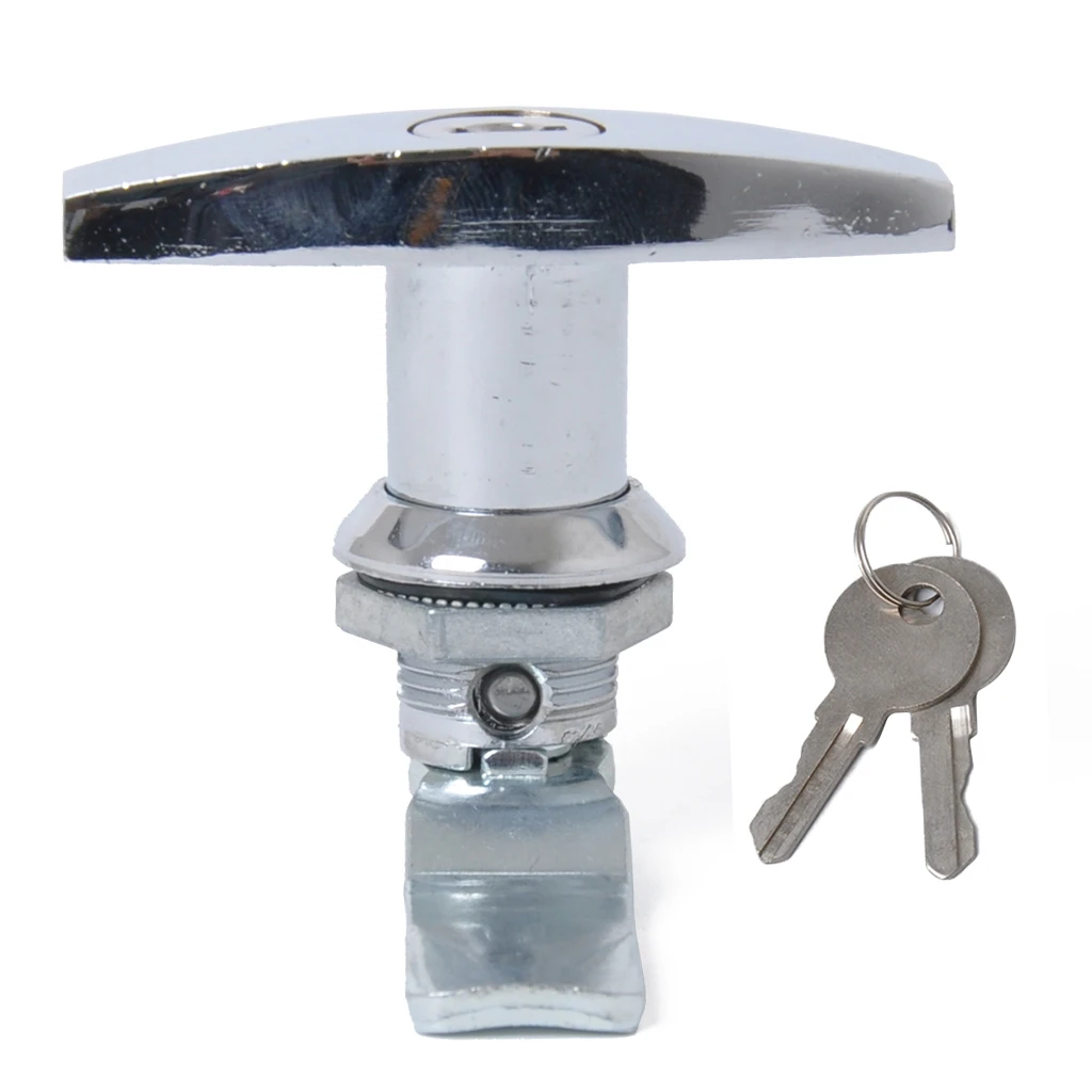 Universal Locking Truck Cap T-Handles for Glass Door Truck Canopy RV Boats - Chrome