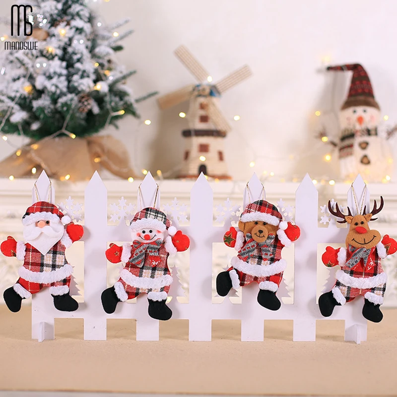 Manoswe Christmas Sticker Christmas Tree Decoration Pendant Santa Claus Snowman Elk Creative New Year Gift For Children