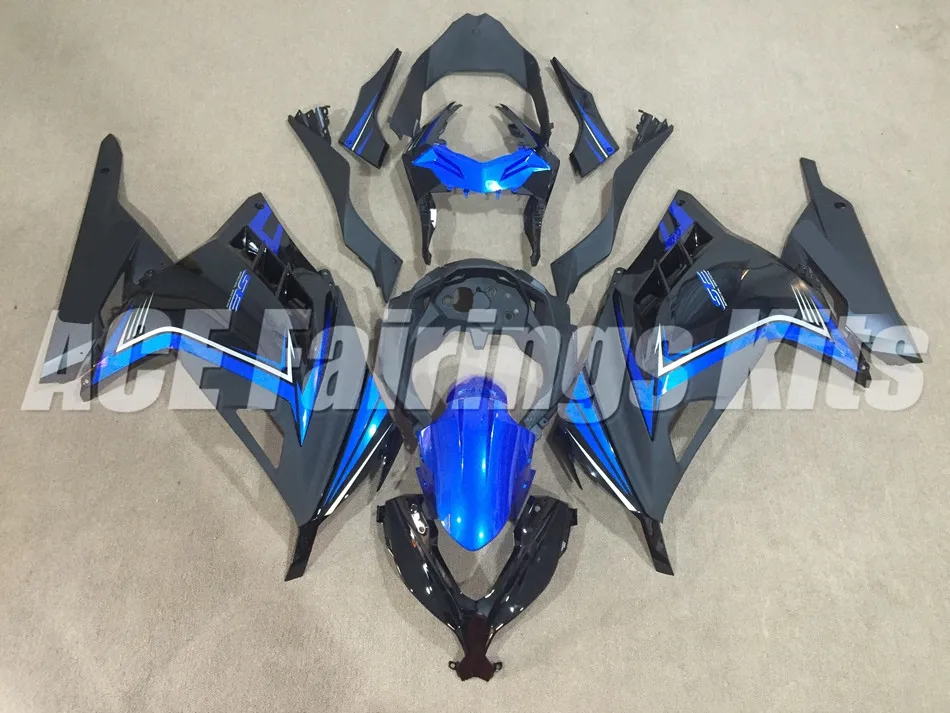 ABS обтекатель комплект для Kawasaki Ninja300 EX300 300R 2013, 13, 14, 15, 16, 17, Обтекатели на заказ; цвет черный, синий хорошее