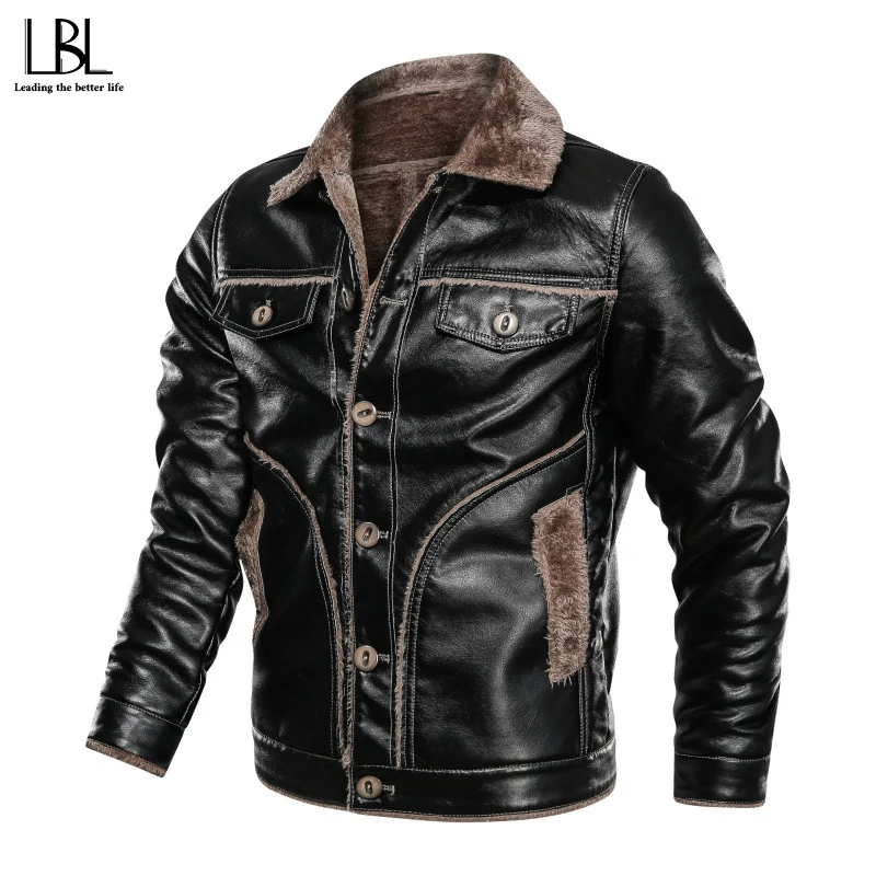 Jackets Winter Coats Windbreaker Plus-Size Mens Fashion Top 8XL Brand PU Fleece Male