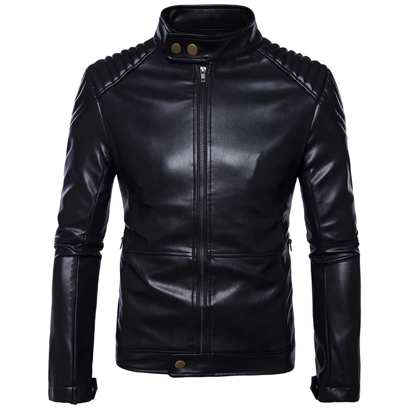 Новинка, весенние мужские черные кожаные куртки, мужские пальто, 5XL, модные, со стоячим воротником, мотоциклетная, искусственная кожа, верхняя одежда, мужское кожаное меховое пальто, куртка