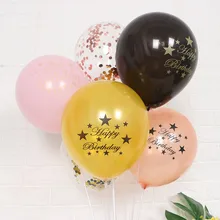 10 шт с днем рождения черные золотые наборы воздушных шаров шарик в форме букв смешанные конфетти воздушные шары День рождения Декор