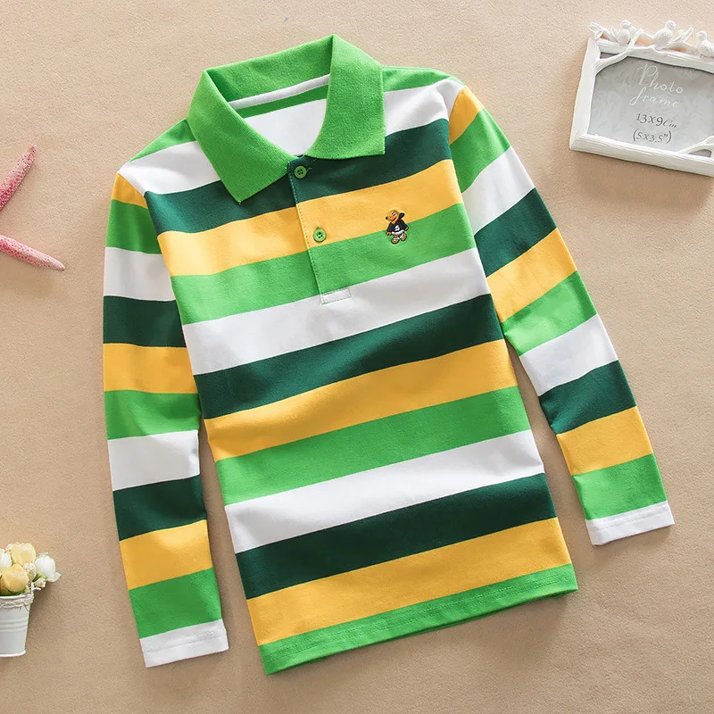 Spring and autumn boys long-sleeved T-shirt Korean T-shirt lapel polo shirt 100-170cm 4