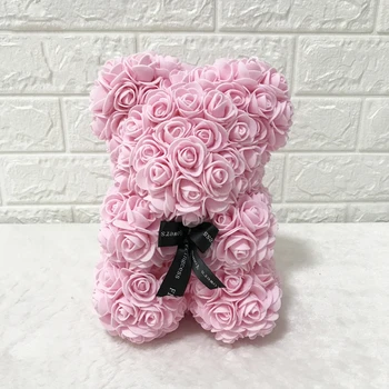 

Hot Selling New Design Colorful Preserved Dried Flower Teddy Bear Rose Box Luxury Gift 25CM Wedding Valentine's Day Home Decor