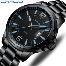 CRRJU Reloj de pulsera de cuarzo para hombre, cronógrafo informal, de negocios, con banda de aleación, a la moda