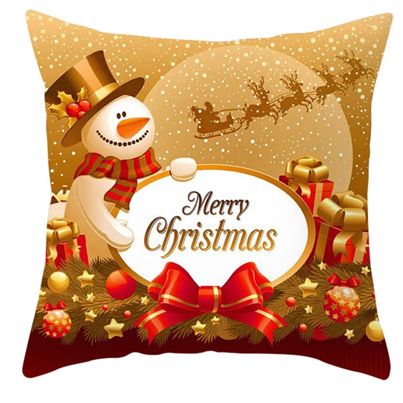 Рождественский чехол для подушки, украшение для дома, Рождественское украшение, мультяшный милый узор, мягкий бархат, выразительный золотой - Цвет: Красный