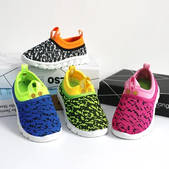 

2018 New Soft Kids Shoes Baby Boy Girl Shoes Candy Color Woven Fabric Air Mesh Children Casual Sneakers For Boys Girls