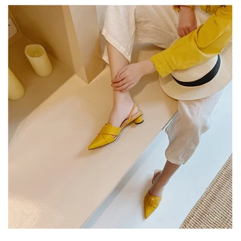 

EMMA KING Fashion Pointed Leather Shoes Slippers Leather High Heels Ladies Outdoor Slides Summer Beach Flip Flops Women 2020