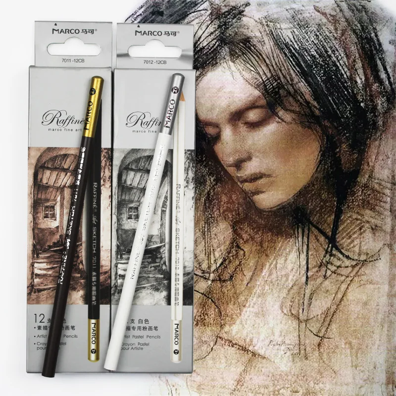 12pcs Marco 7011 Sketch and Drawing Wooden Pencil Set HB Art Painting Professional Hand-Painted Pencils Stationery Promotion