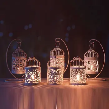 

New Hollow Bird Cage Hanging Candle Holder Candlestick Lantern Christmas Night Ornament Vintage Candlesticks Festival Home Decor