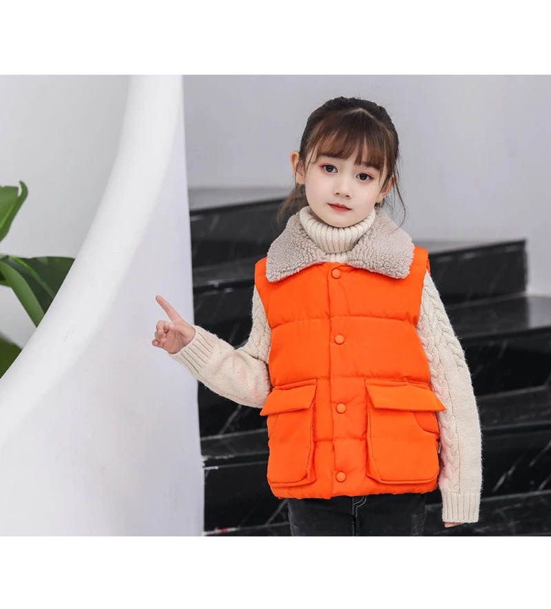 Kids Vest Fur Collar Girls Down Cotton Clothes Colete Infantil Casaco Infantil Menino Baby Boy Vest Kid Jacket Coat