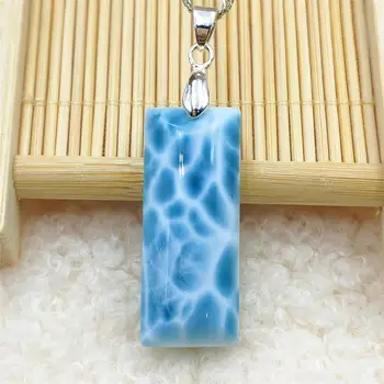 

Dominia Natural Blue Larimar Pendant Rectangle Bead Women Men Water Pattern 33x13x7mm Fashion Necklace AAAAAA