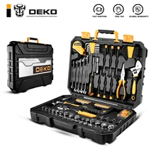 DEKO DKMT128 торцевой ключ набор инструментов авторемонт смешанный инструмент, комбинация, упаковка набор ручных инструментов с пластиковым ящиком для инструментов чехол для хранения