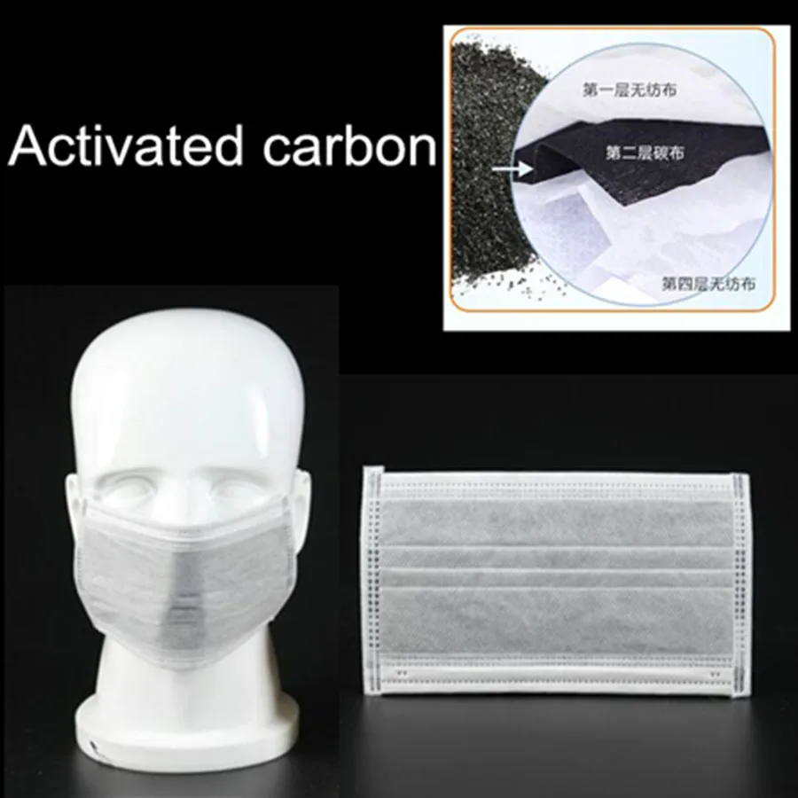 

50pcs high quality 4 layers Activated bamboo carbon prevent Anti virus formaldehyde bad smell Bacteria proof face mouth mask
