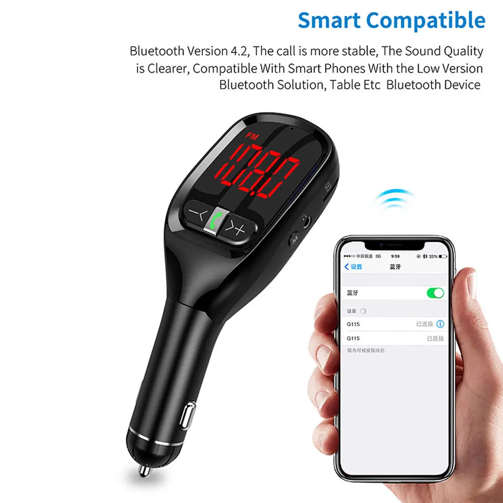 1 шт. Bluetooth Handsfree автомобильный комплект MP3-плеер A2DP музыкальный приемник адаптер Поддержка IOS Android и т. Д. Смартфонов планшета