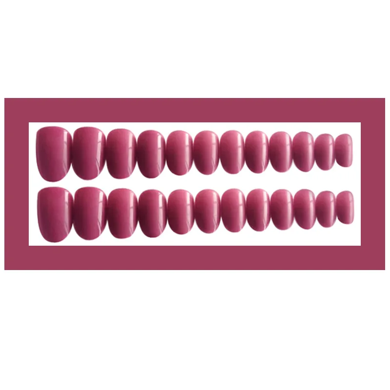 Nusx 24Pcs Purple French False Nails Artificial Fake Nail Press on Full Cover Nails Tips Nude 2