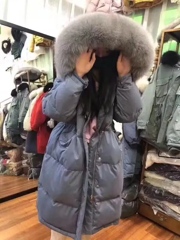 Зимний стиль Dongdaemun корейский стиль пуховик женский средней длины приталенный утягивающий пуховик пальто