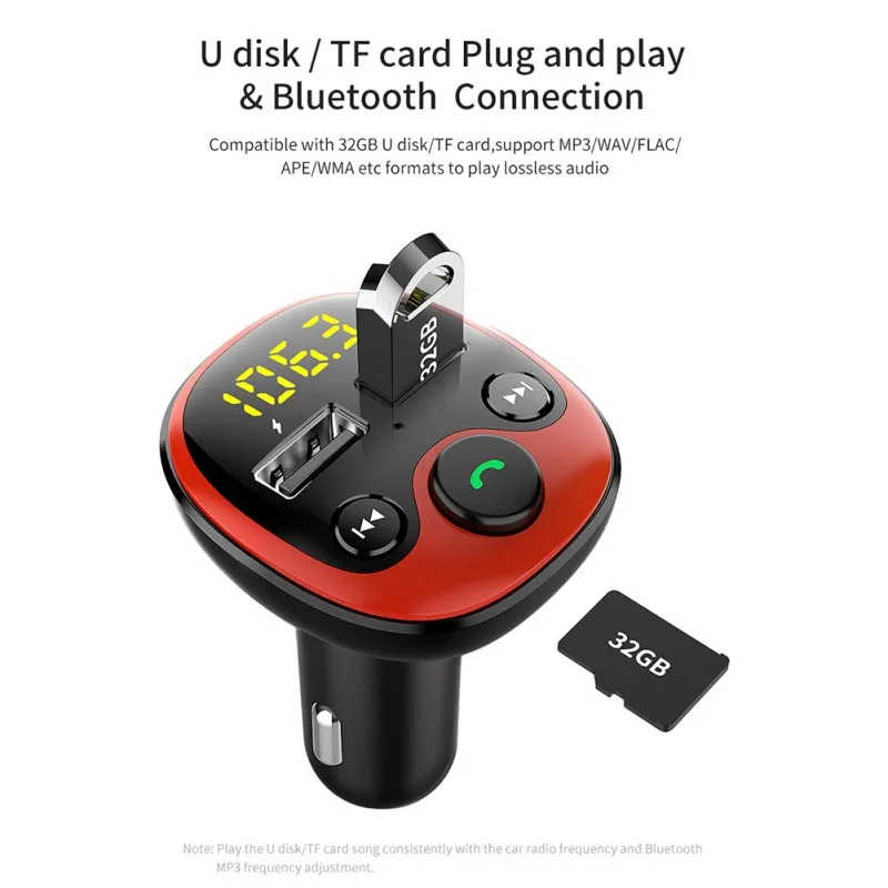 Fm-передатчик модулятор Bluetooth Handsfree автомобильный комплект MP3 аудио плеер двойной USB Автомобильное зарядное устройство
