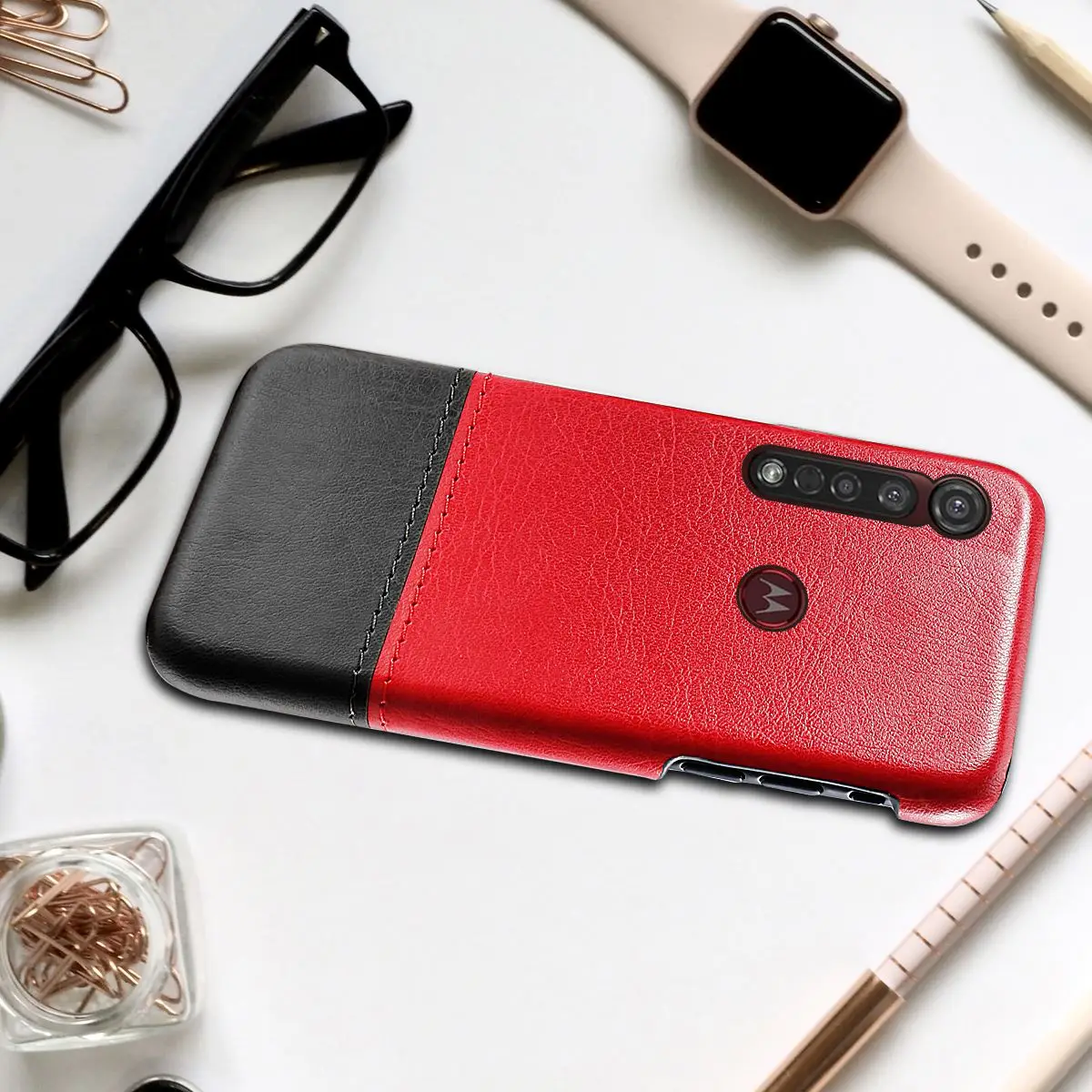 Для Motorola Moto G8 Plus чехол для телефона ультра тонкий контрастный цвет Жесткий PC кожаный чехол Защита от царапин для Moto G8 Plus