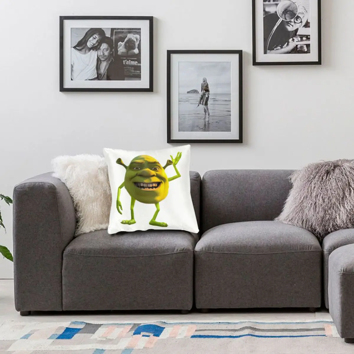  Meme Throw Pillow Covers Decorative Personalized Funny Shrek  Face Throw Pillow Case for Couch Sofa Bed Car Outdoor Home Decor 18 in X 18  in : Home & Kitchen
