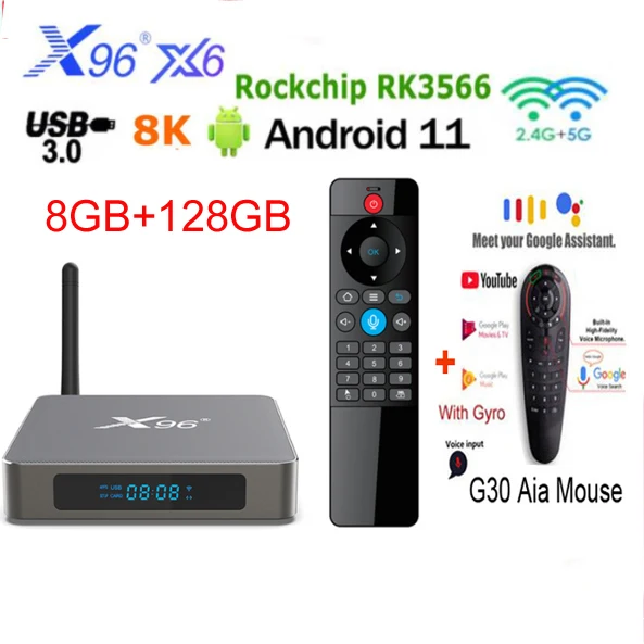 X96 X6 TV Box Android 11 tv box 8G 128G/4G 64G/32G Rockchip RK3566 vs x96 x4 USB3.0 2T2R MIMO Dual Wifi 1000M LAN Media player |