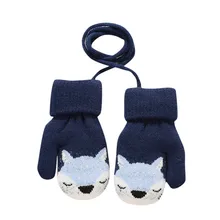 Детские перчатки для маленьких девочек, детские варежки, зимние вязаные варежки на веревке, перчатки с принтом, зимние вязаные варежки на веревке с принтом