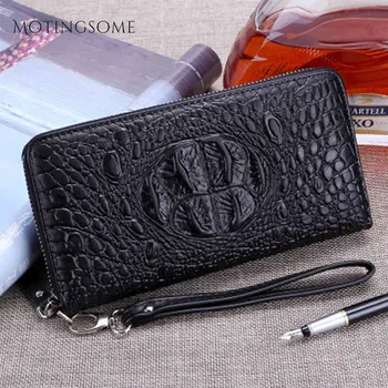 

Crocodile Wallets and Purses Soft Zipper Long Purses Quality Leather Credit Card Holder Coin Clutch Luxury Design Black 2020 New