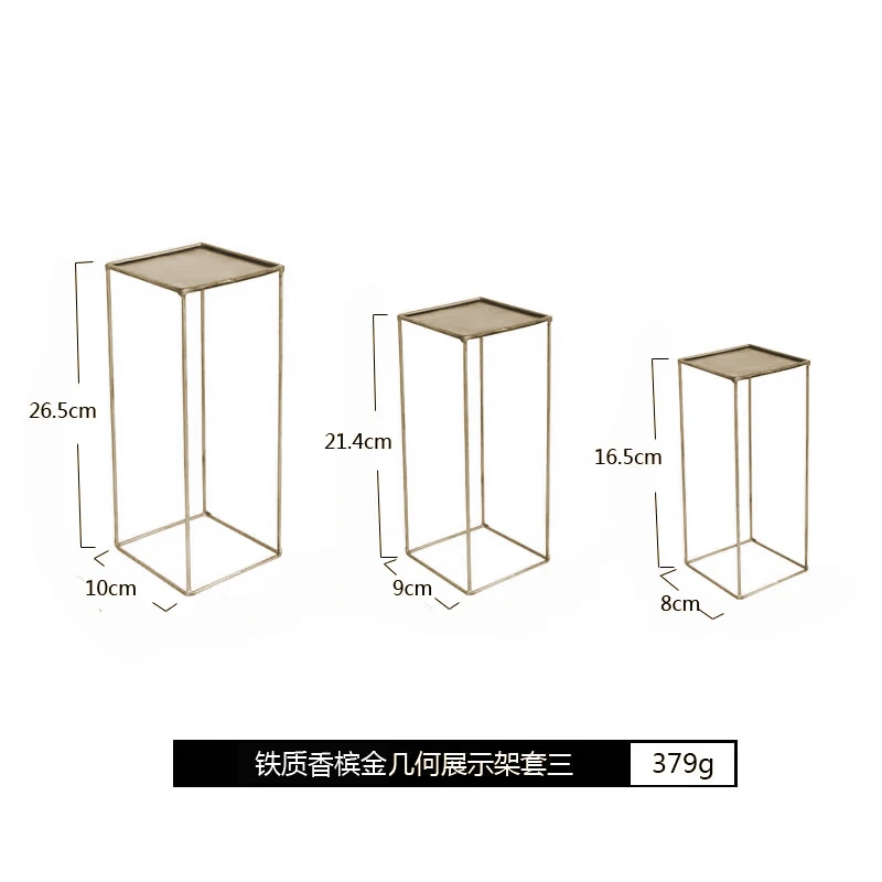 3 шт./партия кованые железные дороги свинцовые Свадебные геометрические дороги свинцовые Цветочные Украшения Подставки для свадебного торта - Цвет: Champagn gold