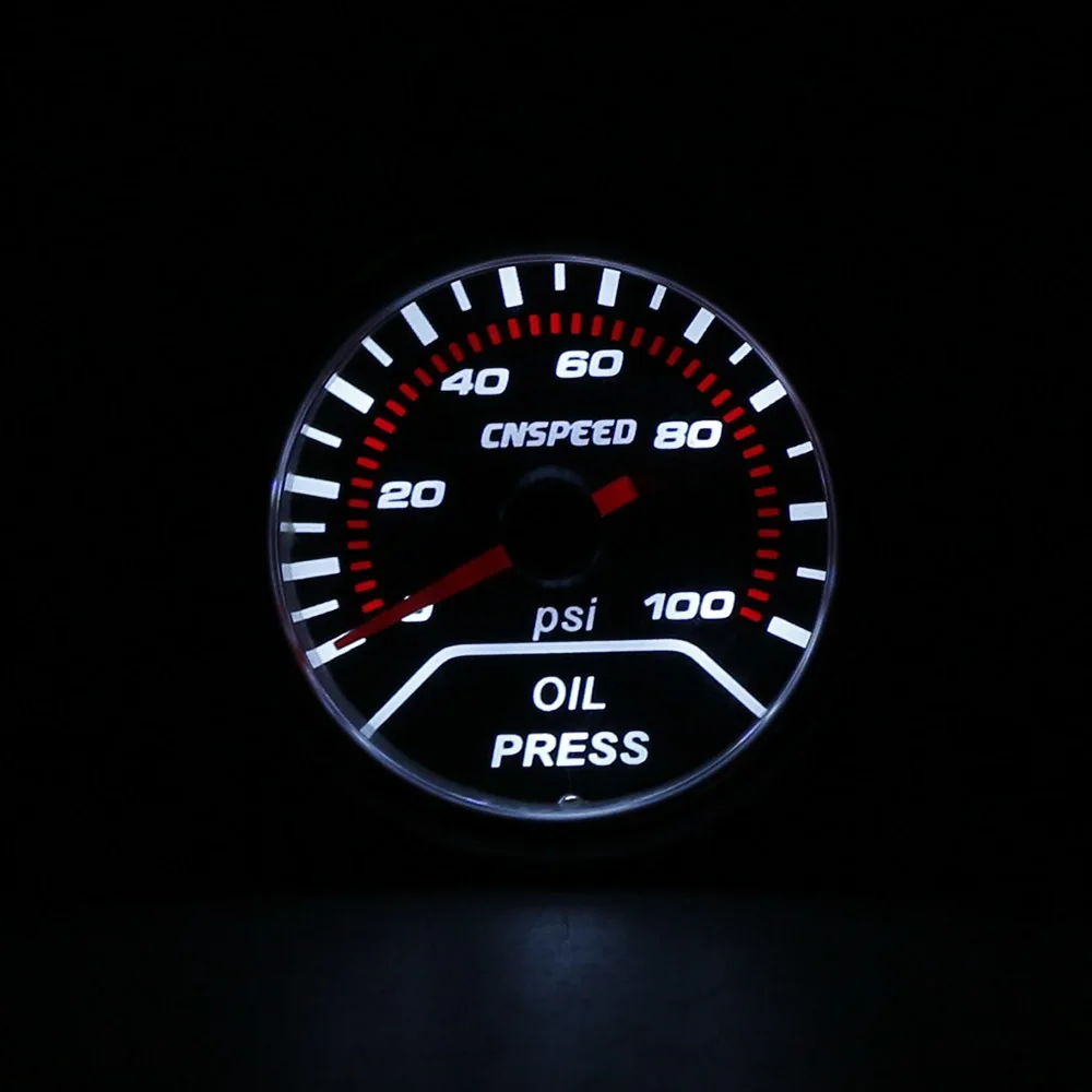 CNSPEED "(52 мм) дымовая линза датчик давления масла 0-100 фунтов/кв. дюйм отображение Тахометр/Автомобильный измеритель/гоночный измеритель YC101230