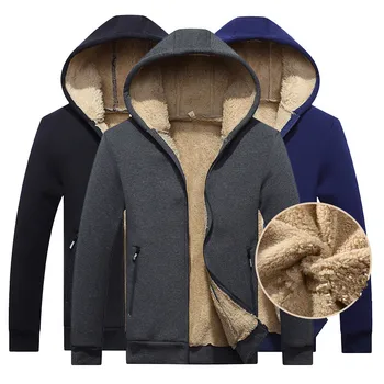 

2019 Winter Men's Jackets Fleece Warm Tracksuit Soft Men Zipper Hoodies Coats Thick Velvet Sweatshirt Mens Brand Clothing
