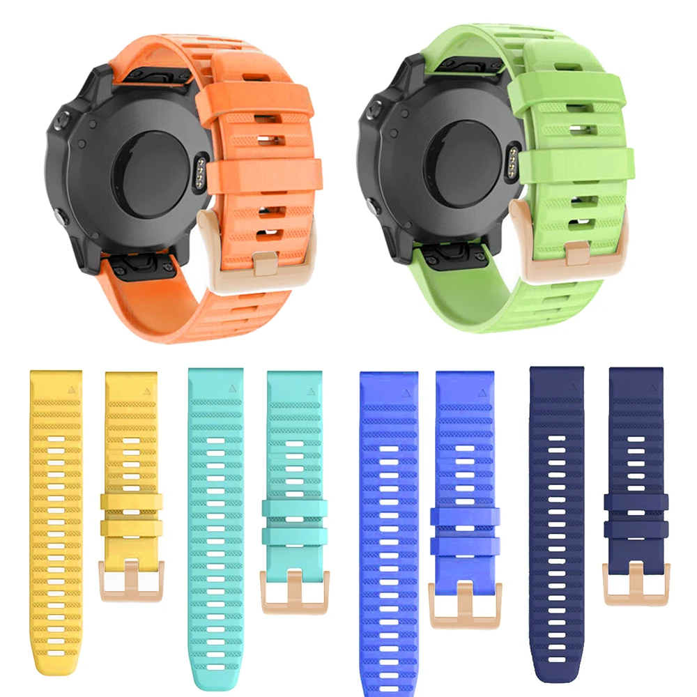 Новинка розовое золото стальная пряжка силиконовый быстросъемный ремешок 26 мм 22