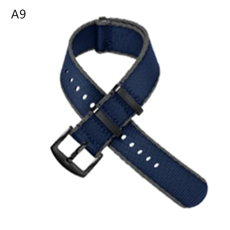 A9black Clasp 20 22 мм французский нейлоновый ремешок для часов James, ремешок для мужчин и женщин, водонепроницаемый холщовый ремешок Nato для DW Tissot любого ремешка для часов - Цвет ремешка: A9black Clasp