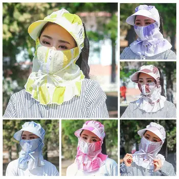 

New Women's Sun Hat Summer UV-proof Empty Top Sun Hat Riding Wild Big Hat Sun Korean Printed Outdoor Hat Edge Covered Face W8P8