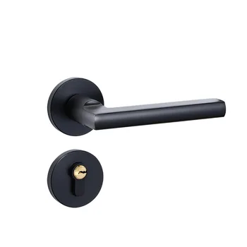 

Mute Black Door Lock Aluminium Alloy bedroom American simple handle lock black mute household universal indoor wooden door lock