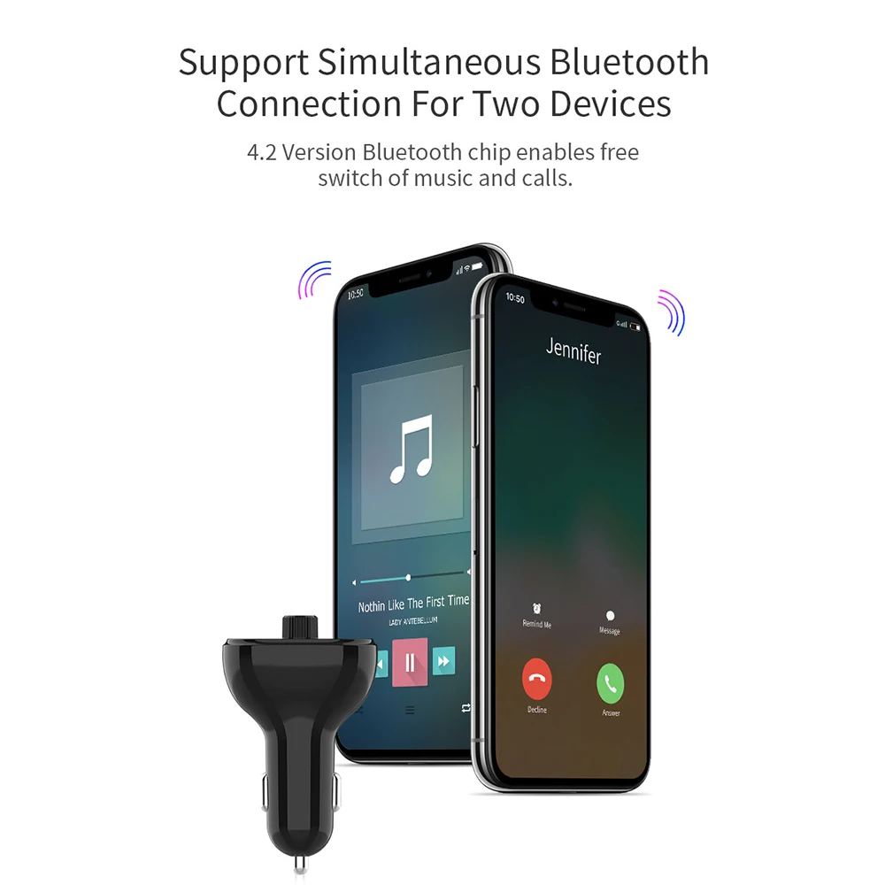 Автомобильный Bluetooth FM передатчик беспроводной Автомобильный USB зарядное устройство fm-модулятор передатчик Радио адаптер QC3.0 Handsfree MP3 плеер