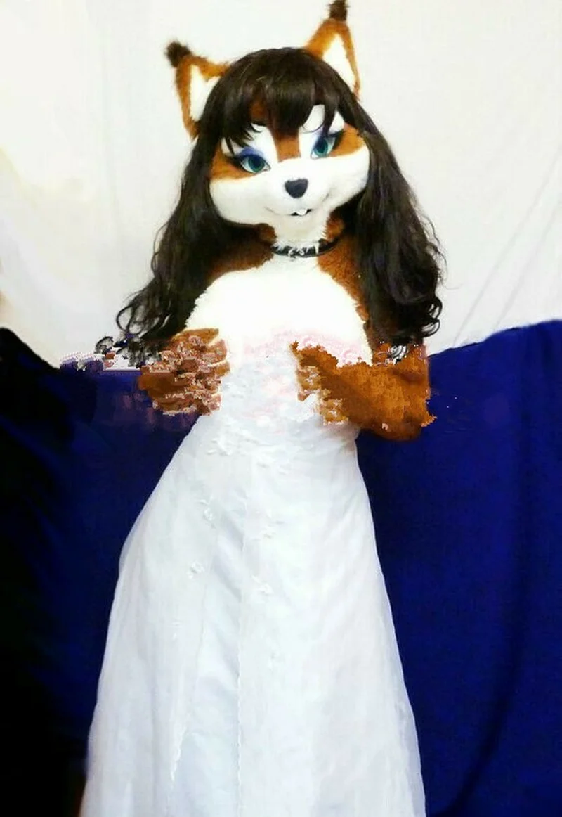 Пушистый костюм Miss Fox Dog талисмана костюмы для костюмированной вечеринки одежда