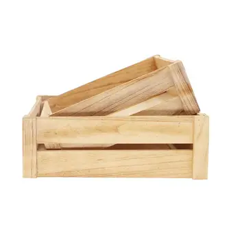 

2Pcs Natural Solid Wooden Storage Box Portable Built-in Handle Durable Desktop Basket Organizer Crate Artisan Home Decoration