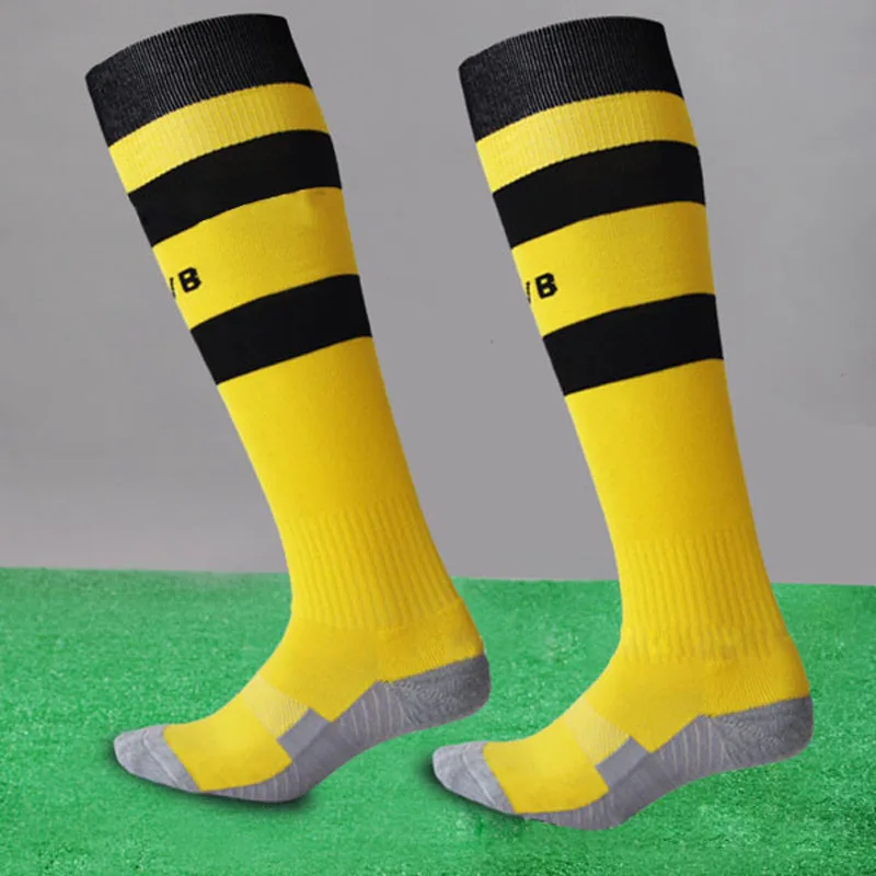 Футбольные носки, футбольные толстые теплые профессиональные Командные носки Дортмунд, Гольфы с длинным шлейфом, спортивные носки для детей и взрослых