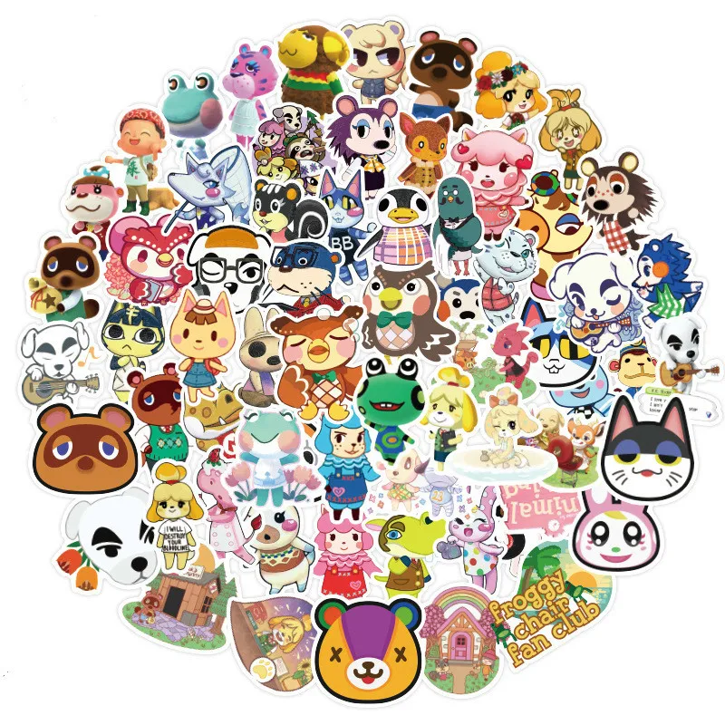 

100PCS Game Cartoon Animal Crossing Sticker DIY Motorcycle Travel Luggage Guitar Cool Graffiti Sticker for Kid Toy Free Shipping