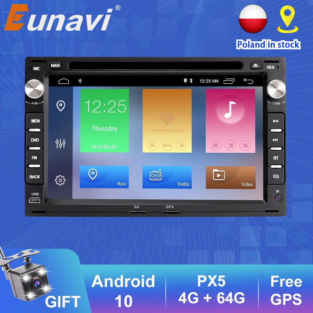 Eunavi 2 Din Android Car Radio DVD Player For VW Volkswagen Passat B5 MK4 MK5 Golf Jetta Bora Polo Transport T5 GPS Multimedia