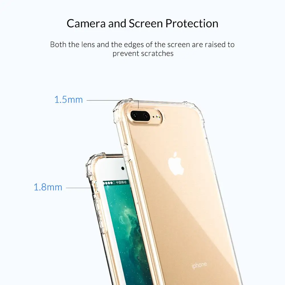 Прозрачный мягкий чехол ORICO из ТПУ для телефона iPhone 7 8 Plus Прозрачная силиконовая