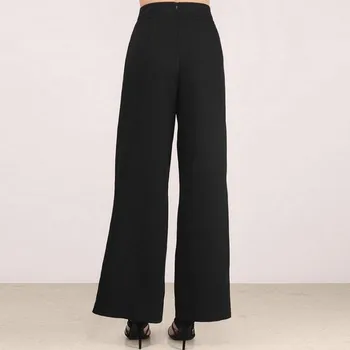 

High Quality Women Wide Leg Pants Sexy High Side Split Long Pants Elastic High Waist Casual Female Trousers Black Plus Size XXL