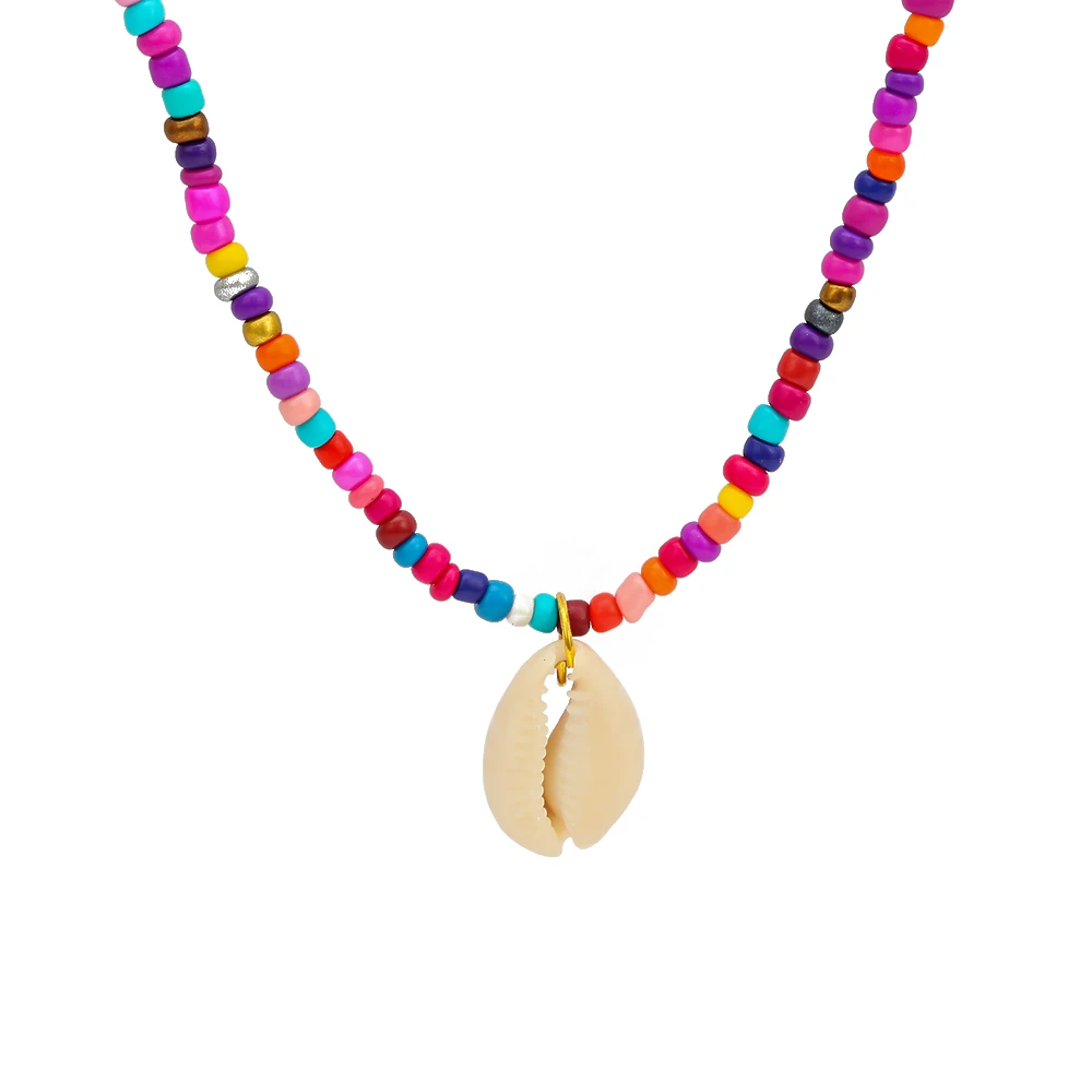 

Wish Card Colorful Miyuki Beads Shell Pendant Necklace For Women Bohemia Seashell Statement Necklace Boho Jewelry Gift EY6518